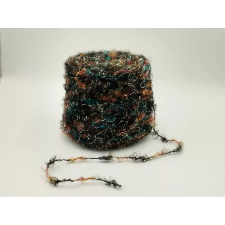 Gomitolo - Lana - Nero-Giallo-Verde - Ricciolo | Marezzato