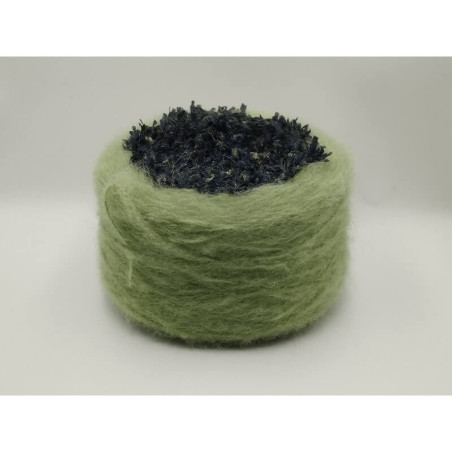 Ball of yarn - Wool - Mohair - Green - Brushed - Cake